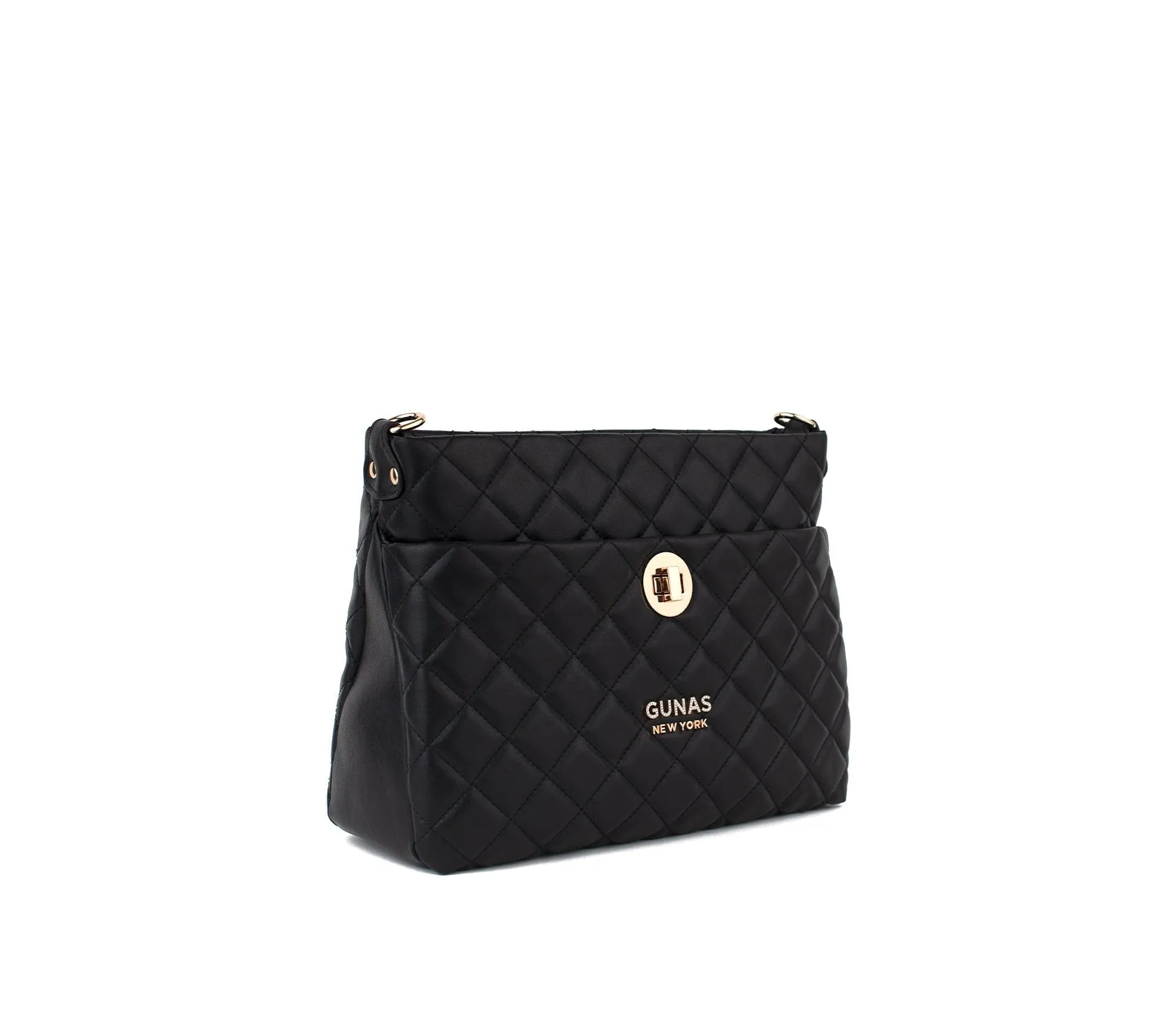 Koi Quilted Vegan Leather Shoulder Bag | Black