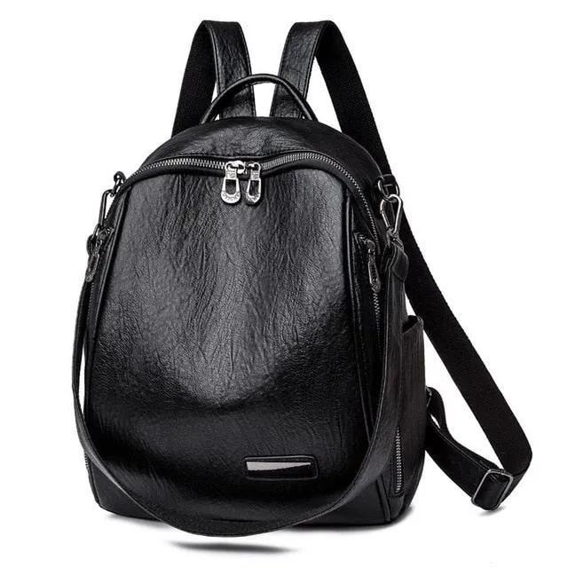 Large Capacity Fashion Quality Leisure Soft Leather Travel Backpack