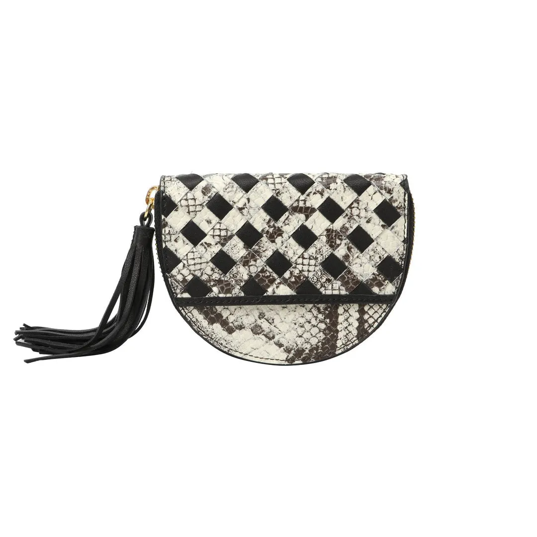 Little Mae Black & White Braided Wallet