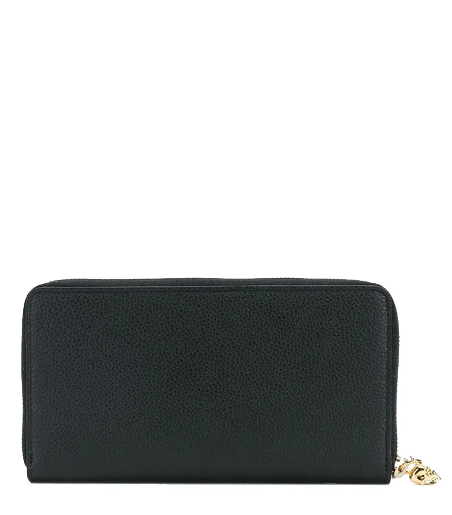 Long Zip Wallet, Black/Gold