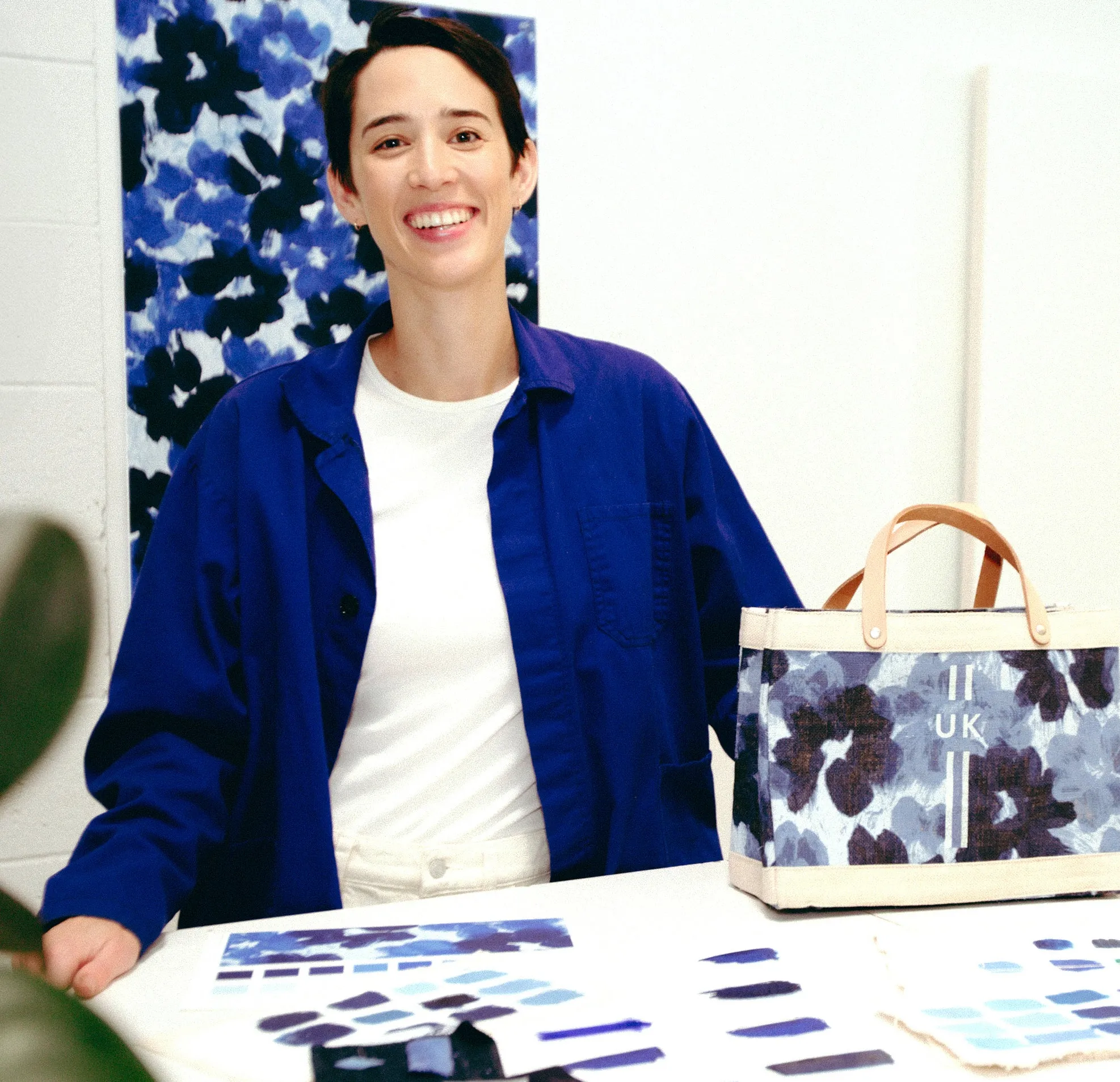 Market Bag in Indigo Bloom by Liesel Plambeck