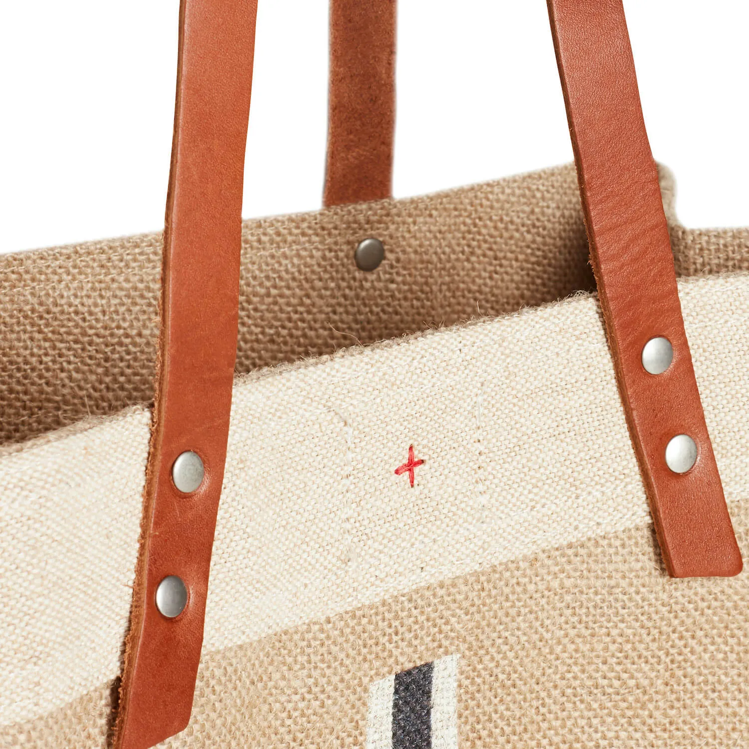 Market Tote in Natural with Black Monogram