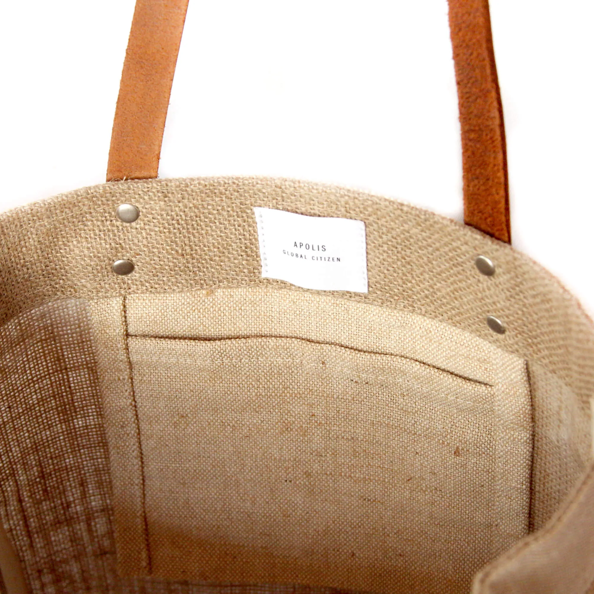 Market Tote in Natural with Black Monogram