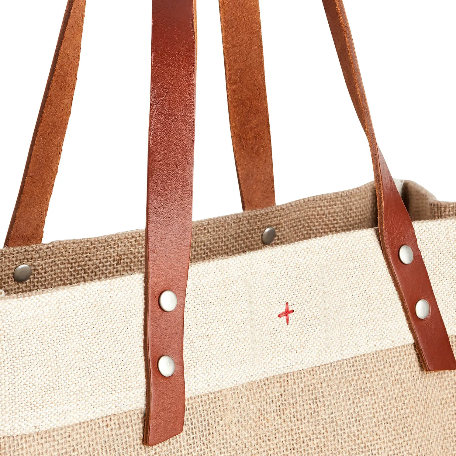 Market Tote in Natural with Large Monogram