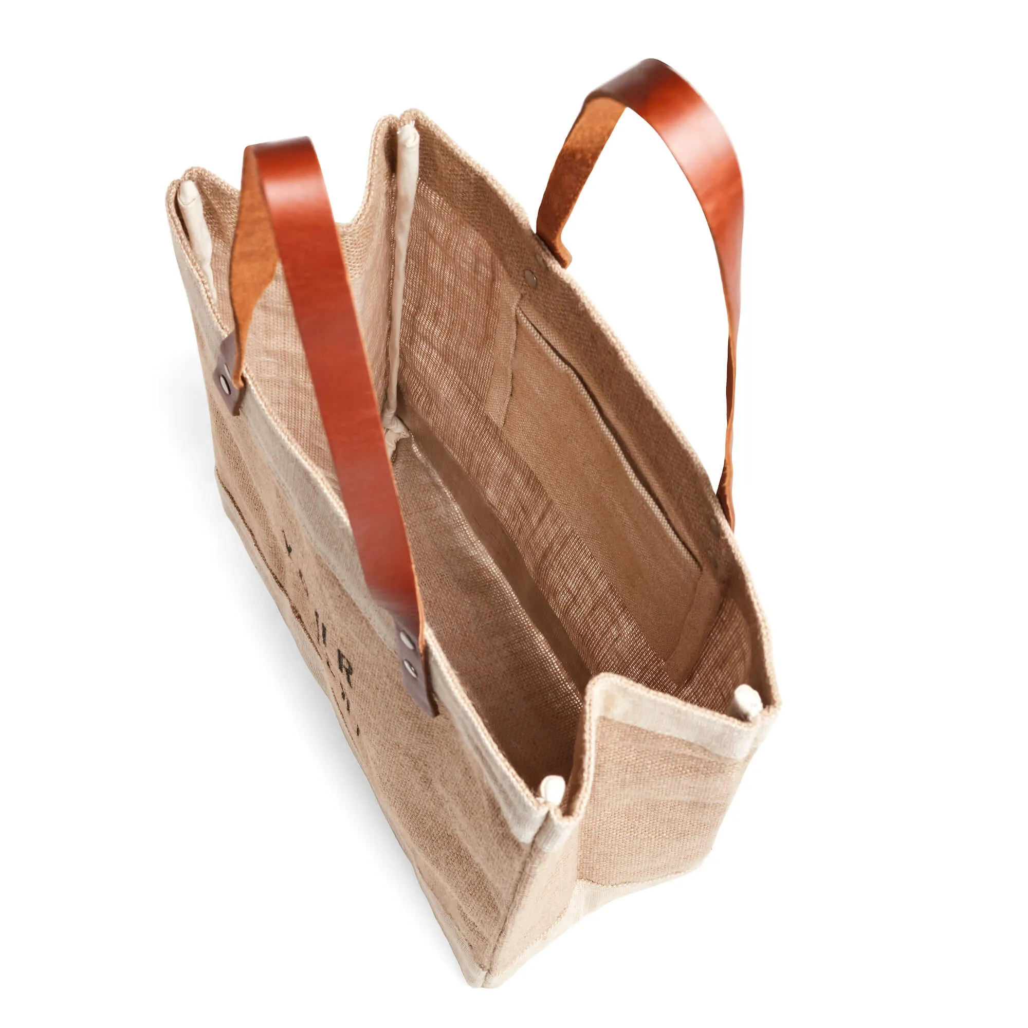 Market Tote in Natural with Large Monogram