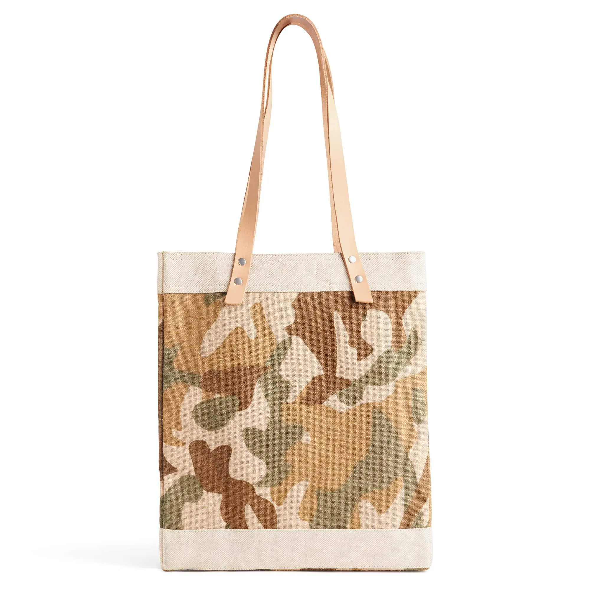 Market Tote in Safari with Black Monogram