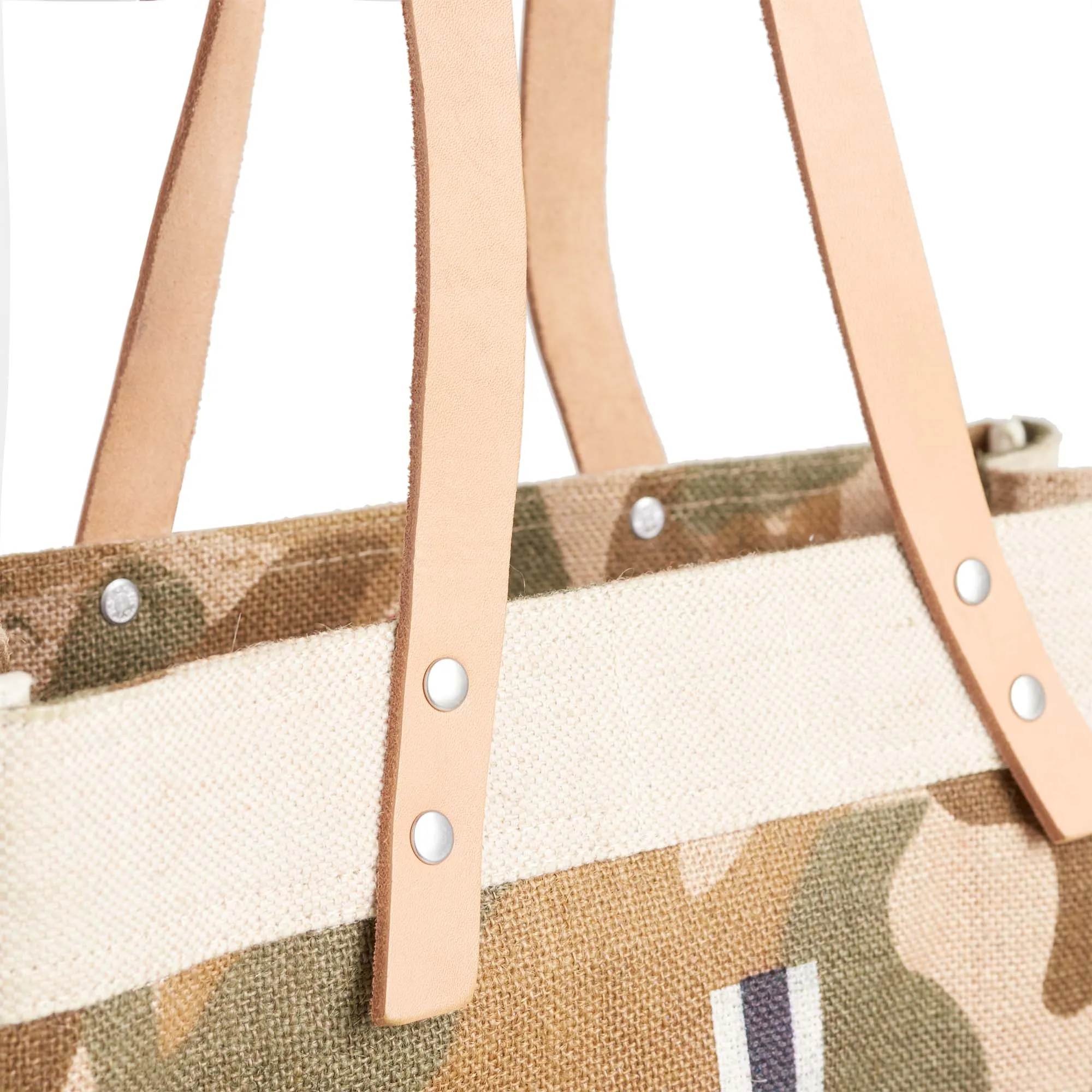 Market Tote in Safari with Black Monogram