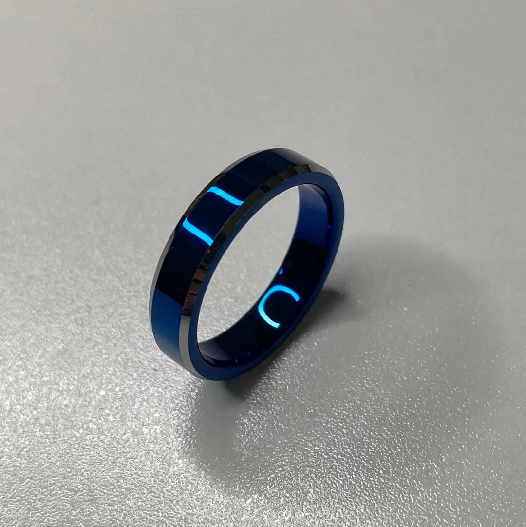 Metallic Blue Tungsten Band