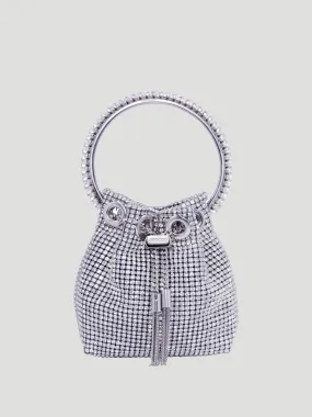 Micro Bon Bon Crystal Mesh Bucket Top-Handle Bag