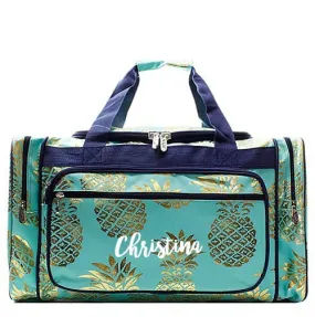 Personalized Pineapple Aqua and Gold Duffle Bag