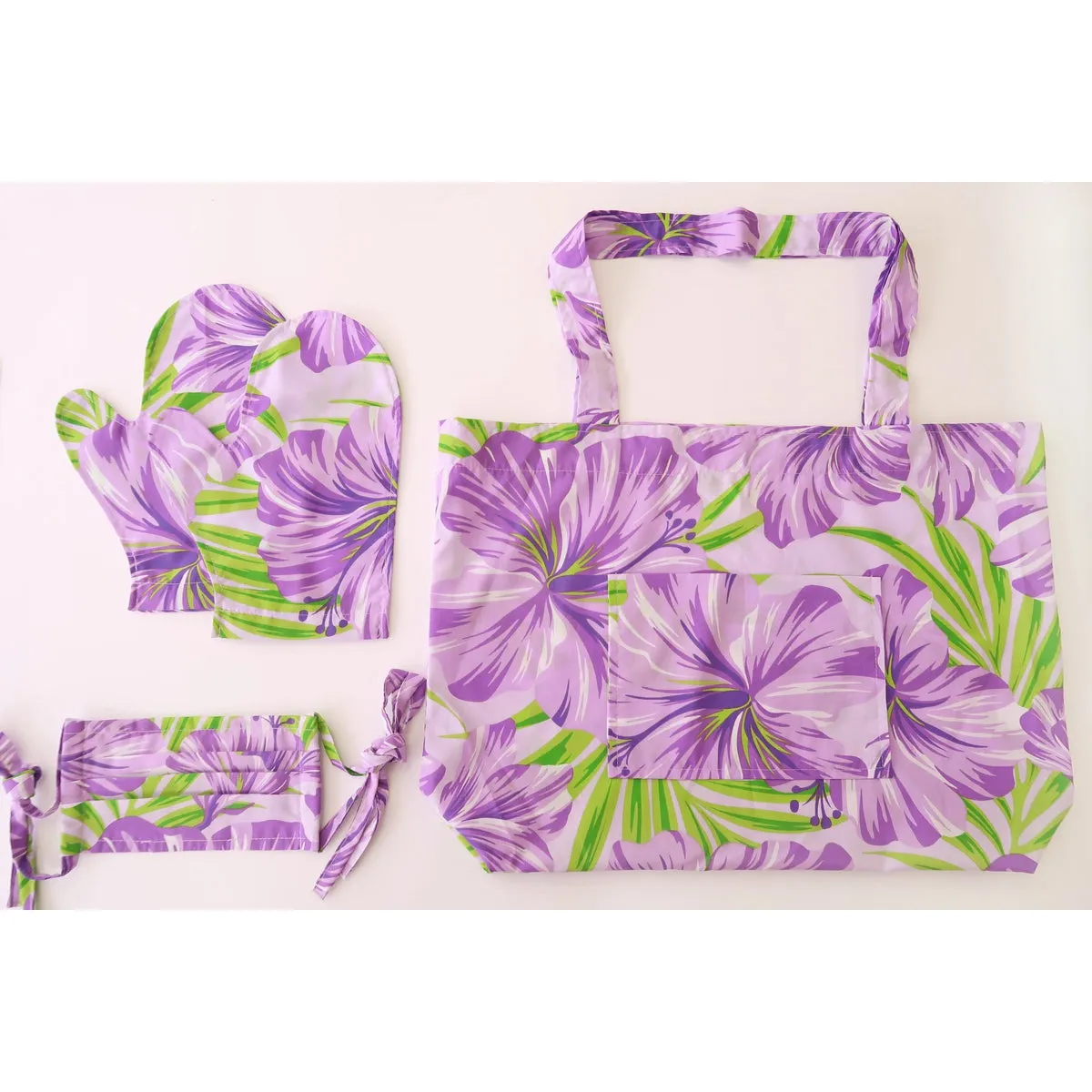 Pink Hibiscus Shopping Bag Set