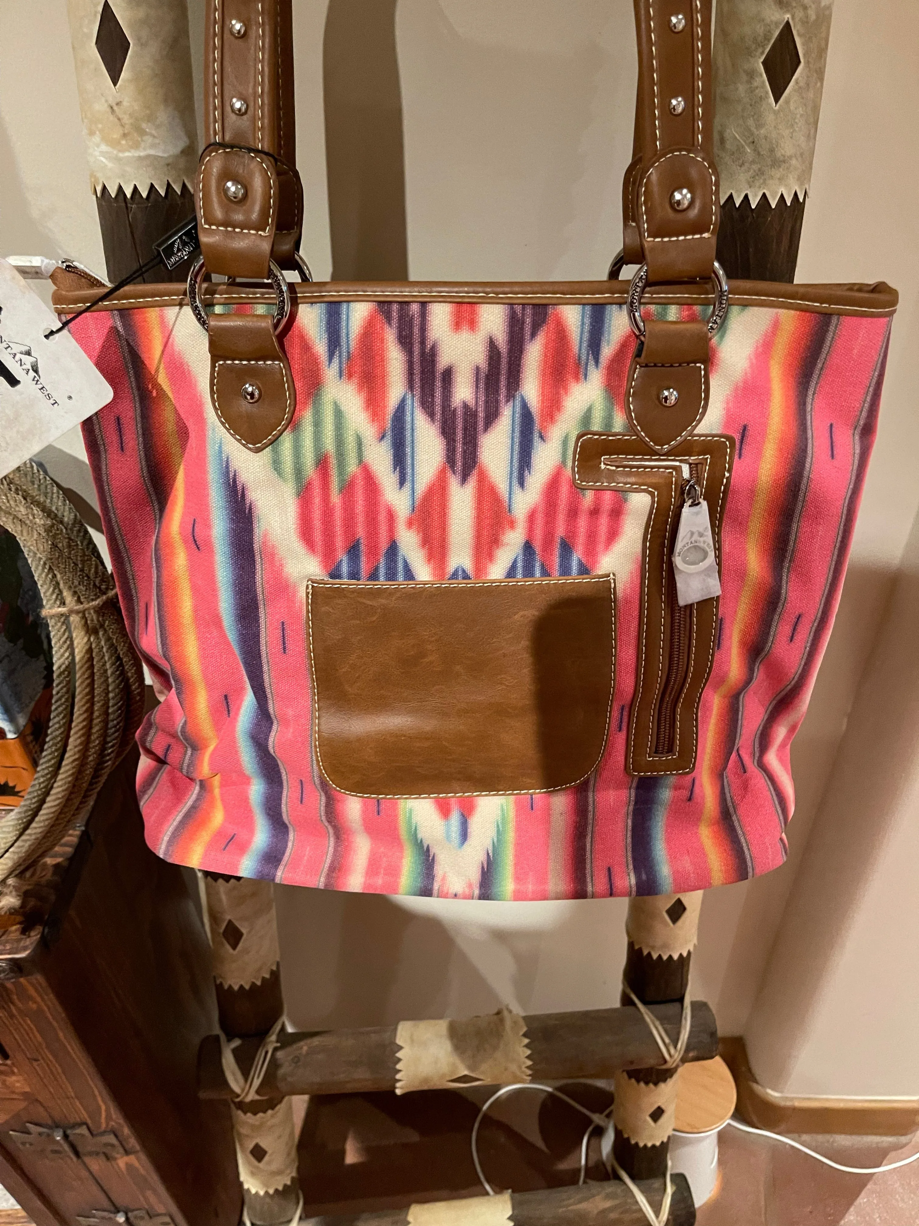 Pink serape XL tote