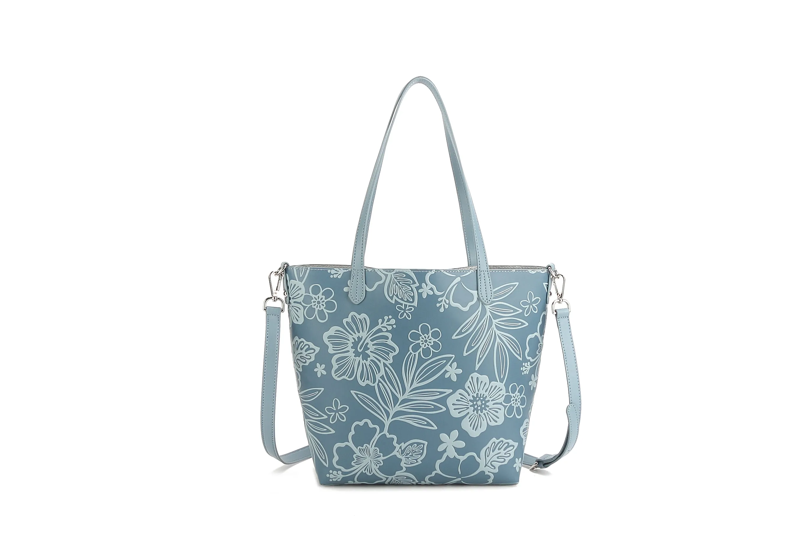 Reversible Tote Nancy Small Cherry Blossom Embossed Blue