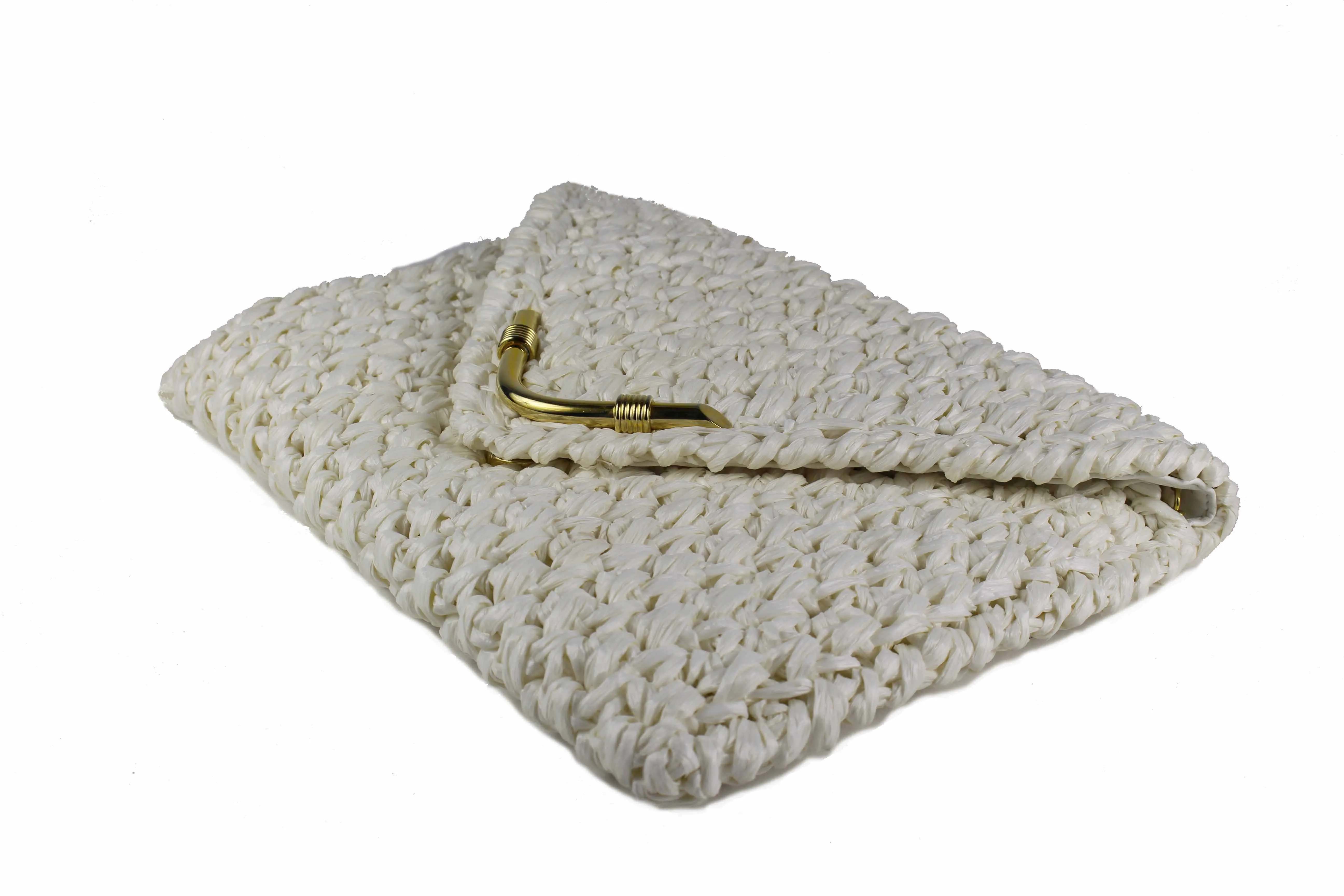 RODO white crochet raffia bag