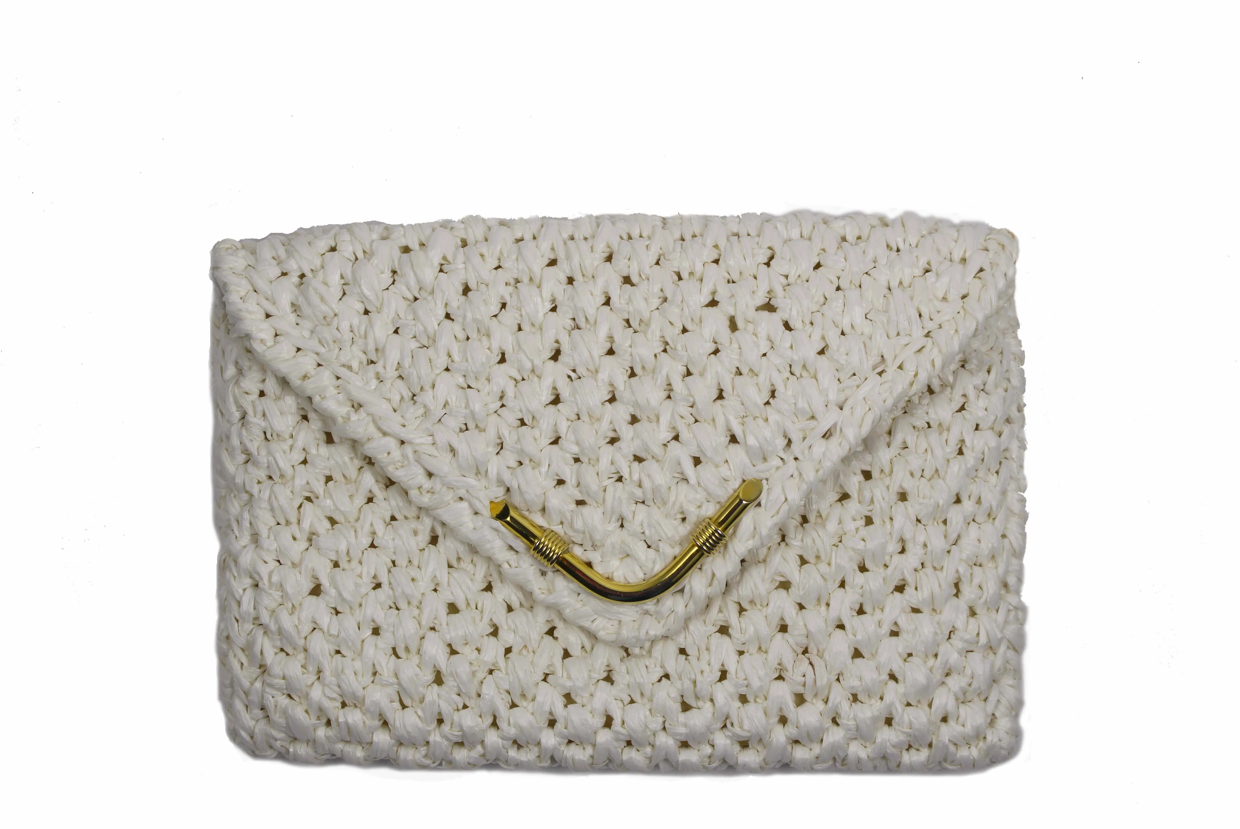 RODO white crochet raffia bag