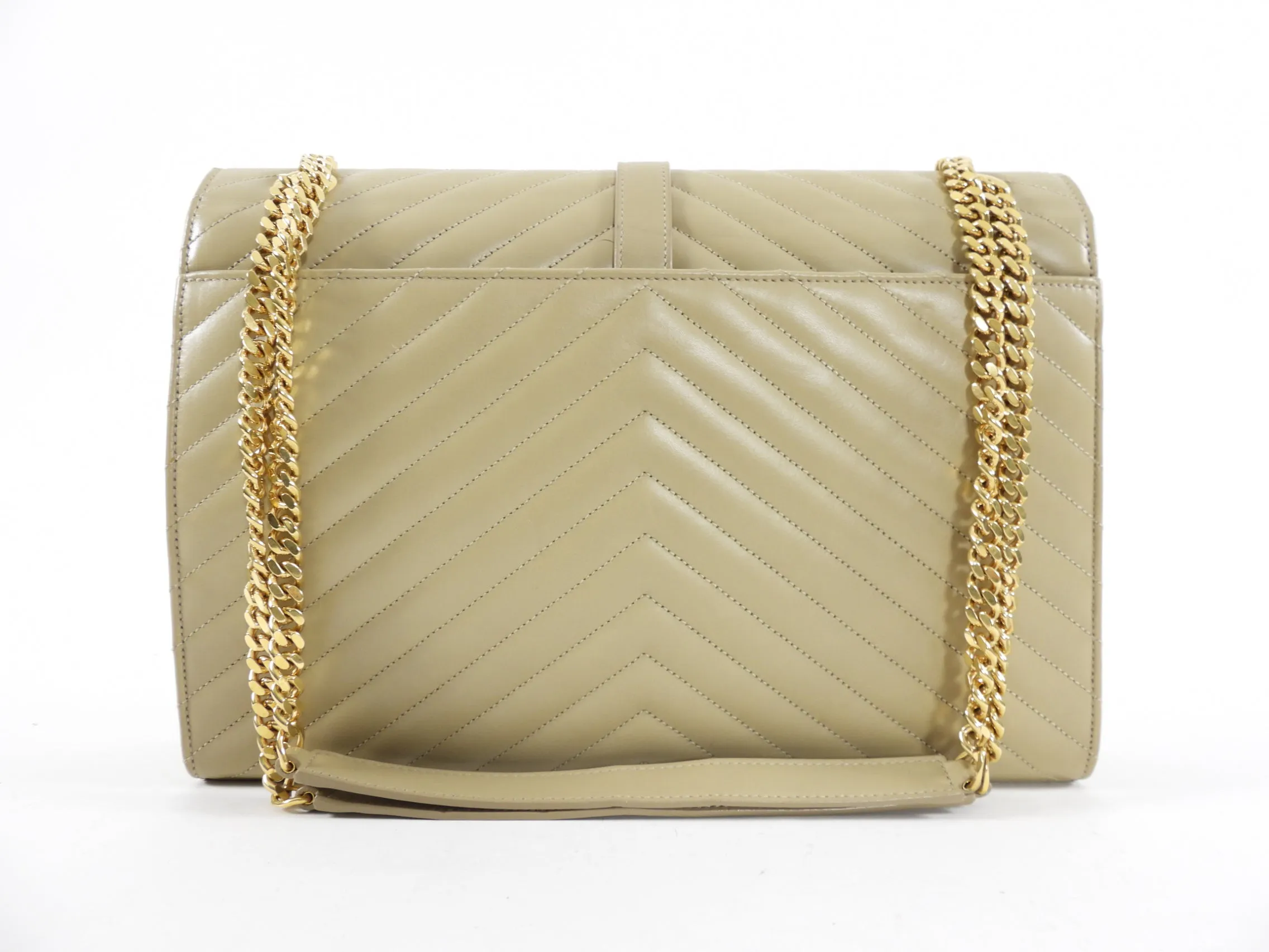 Saint Laurent Beige Chevron Envelope Flap Bag