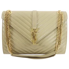 Saint Laurent Beige Chevron Envelope Flap Bag