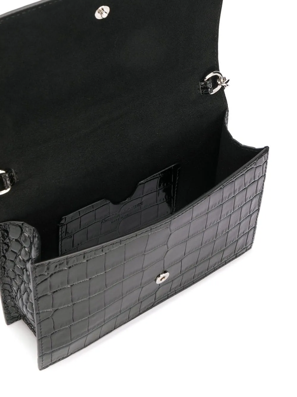 Skull Mini Bag Croc, Black/Silver