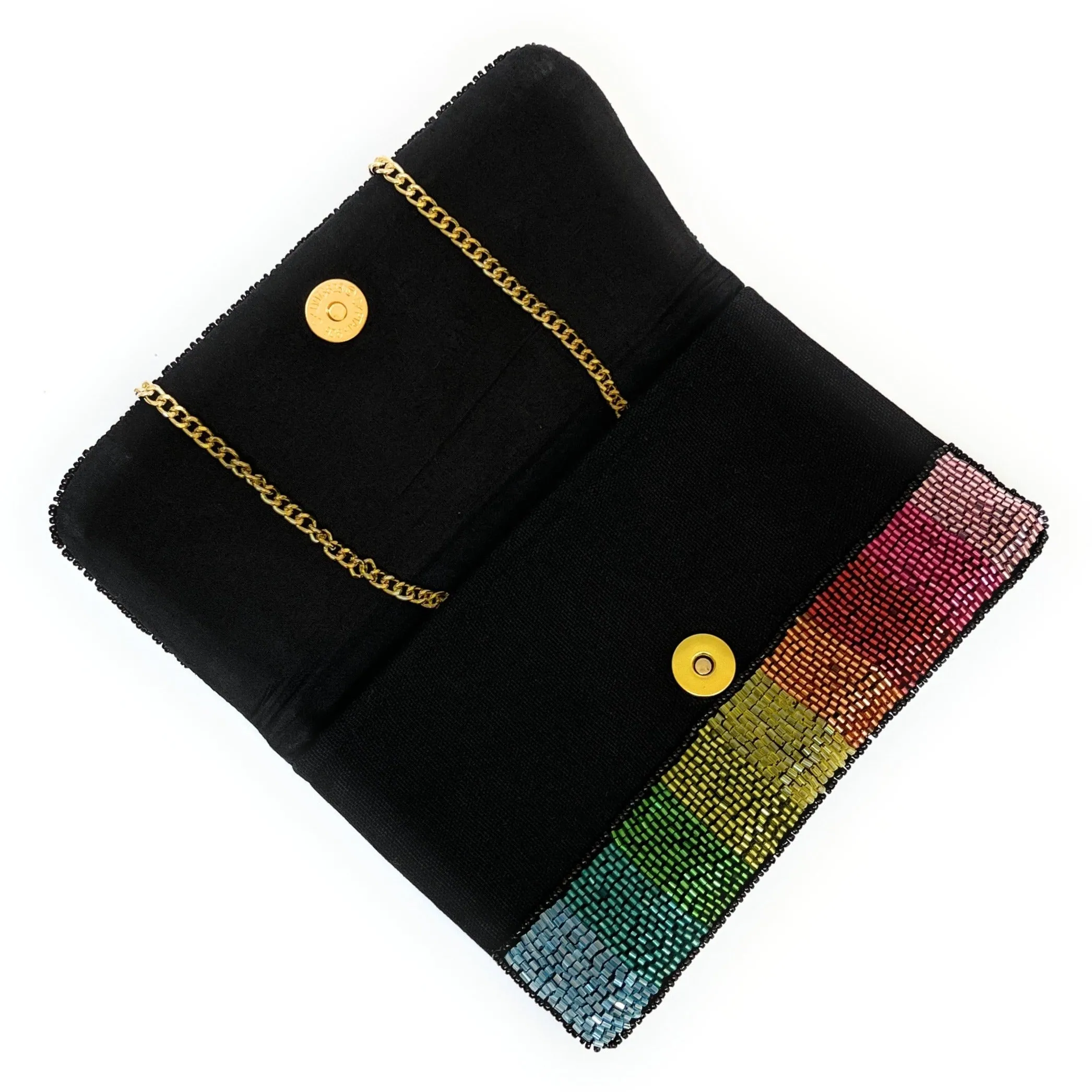 Small Rainbow Beaded Clutch Purse