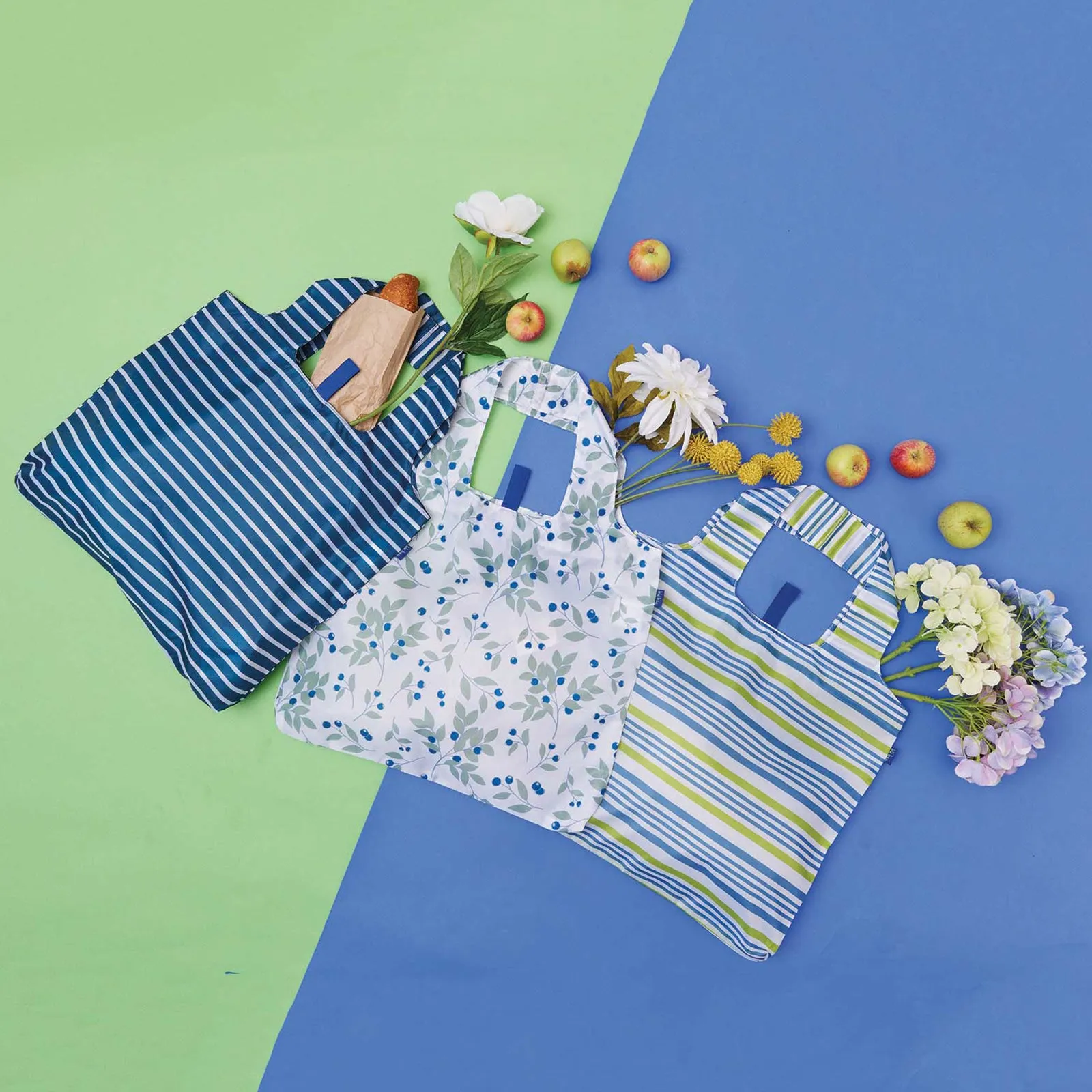 Summer Stripe Blu Bag Reusable Shopping Bag - Machine Washable