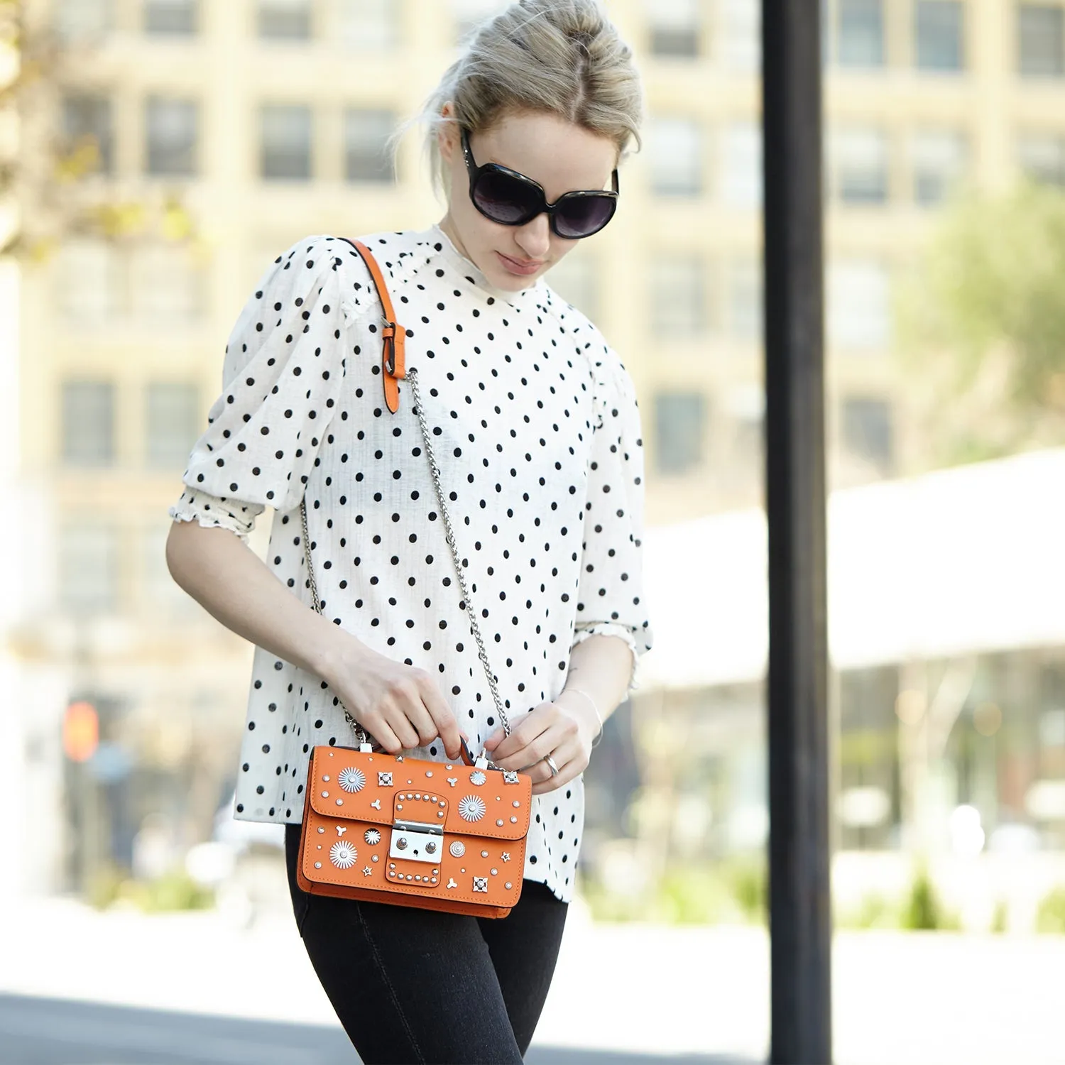 The Hollywood Small Leather Bag Orange