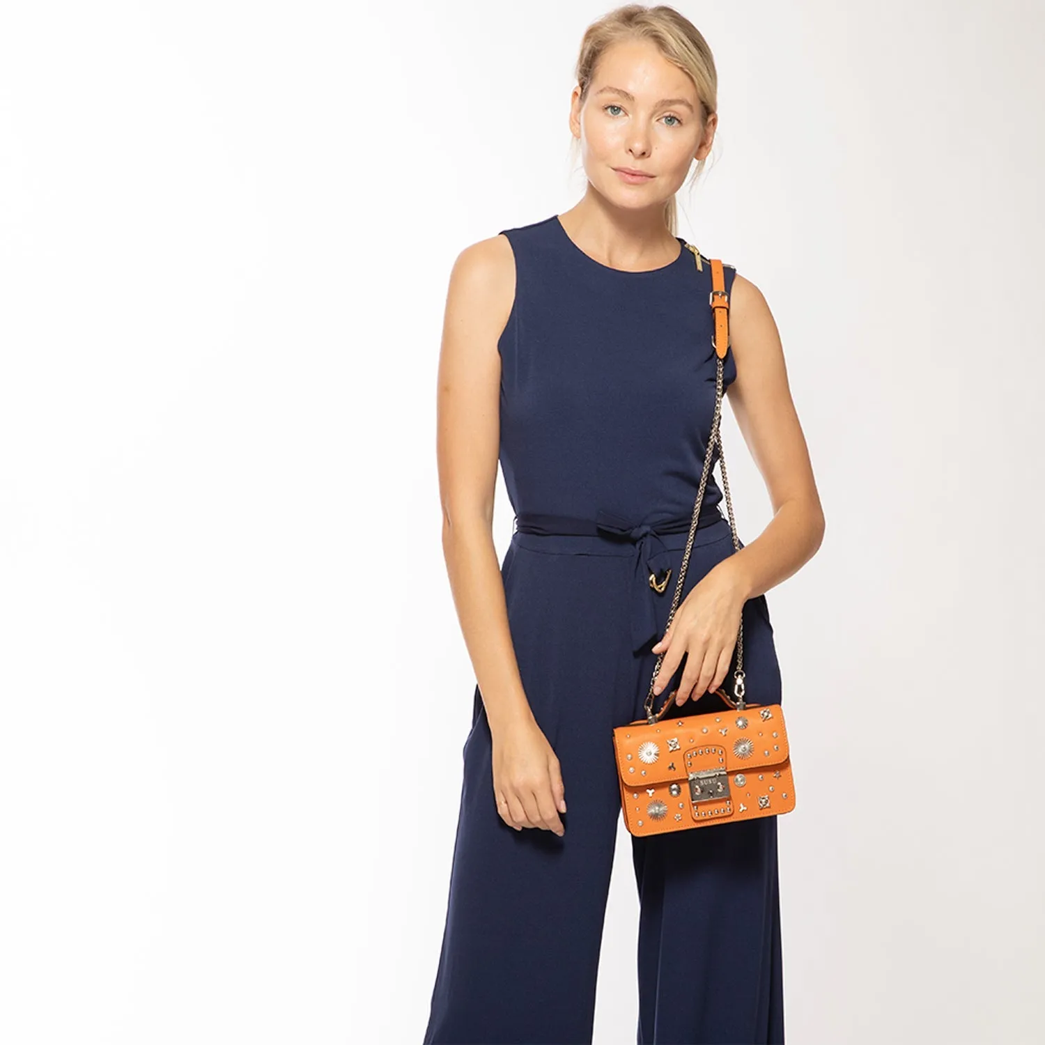 The Hollywood Small Leather Bag Orange