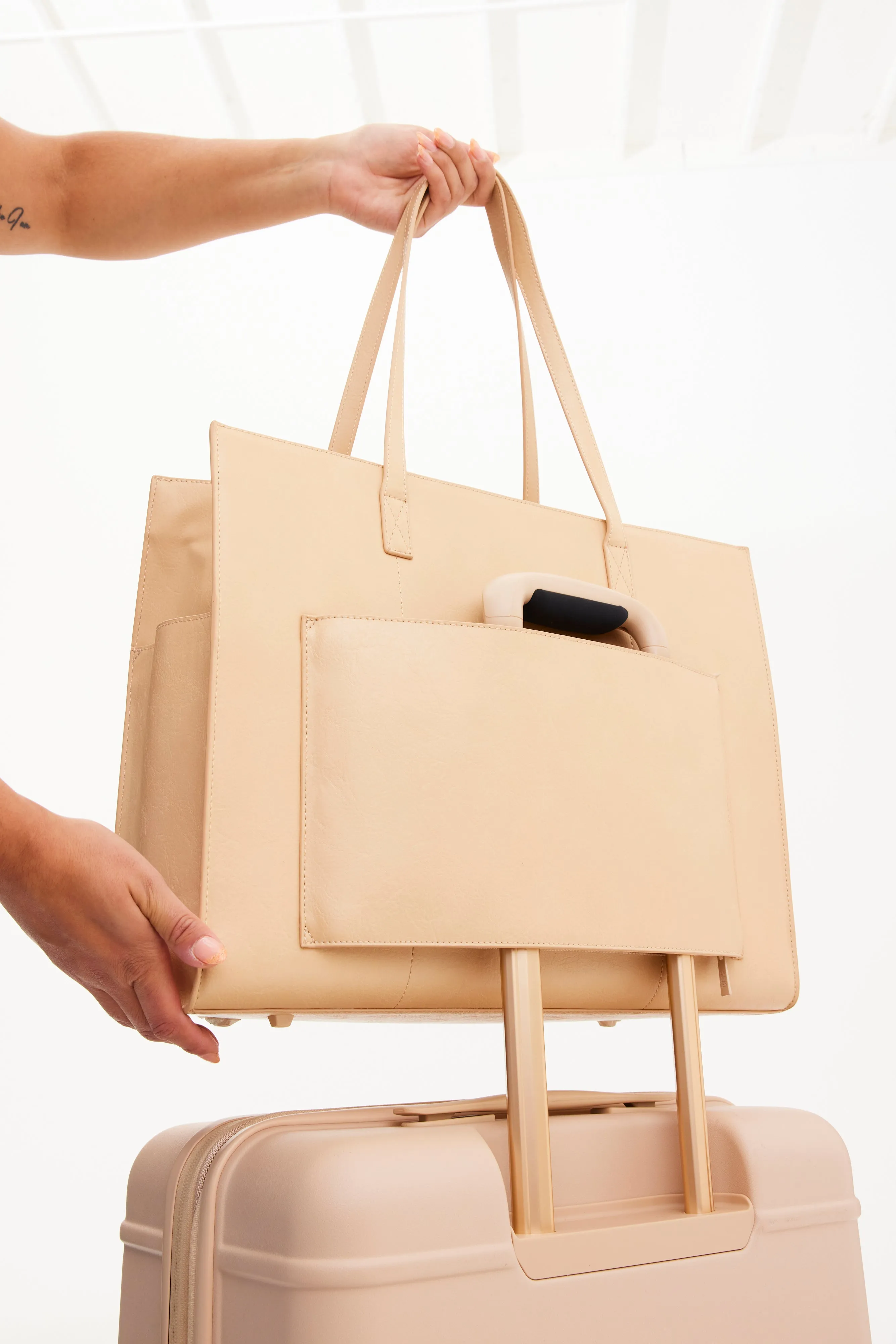 The Large Work Tote in Beige