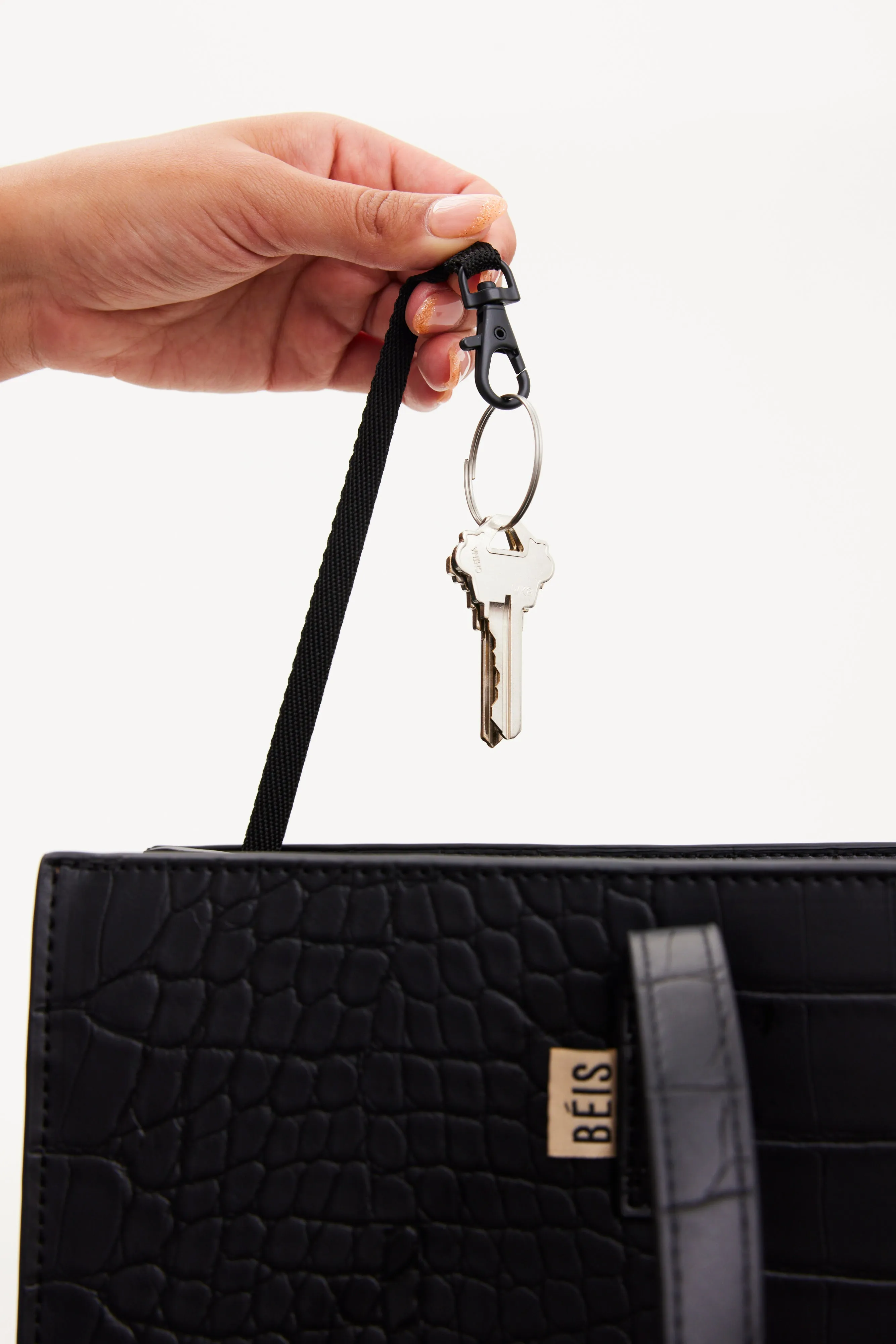 The Large Work Tote in Black Croc