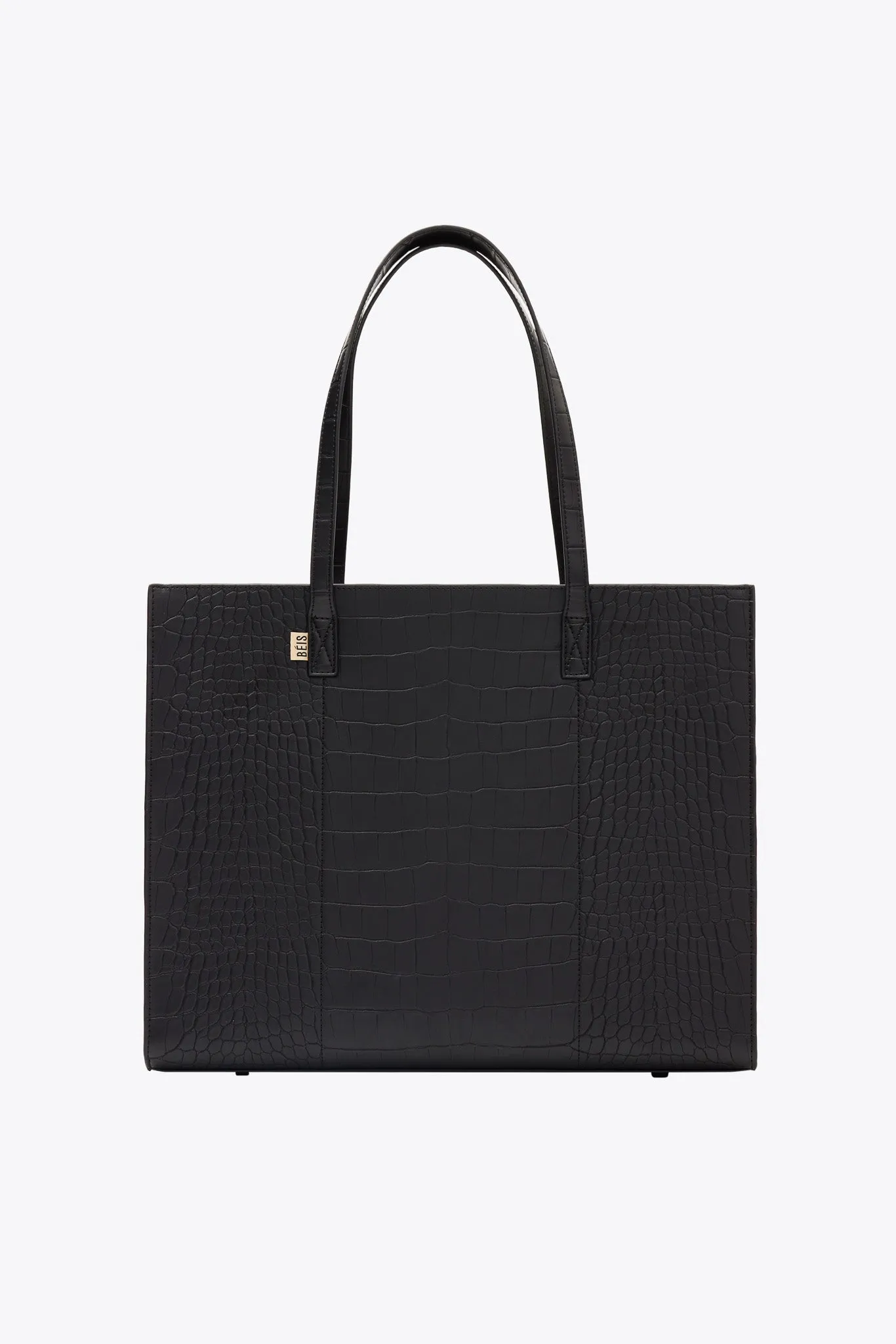 The Large Work Tote in Black Croc