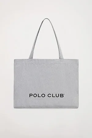 Tote bag gris con print Polo Club