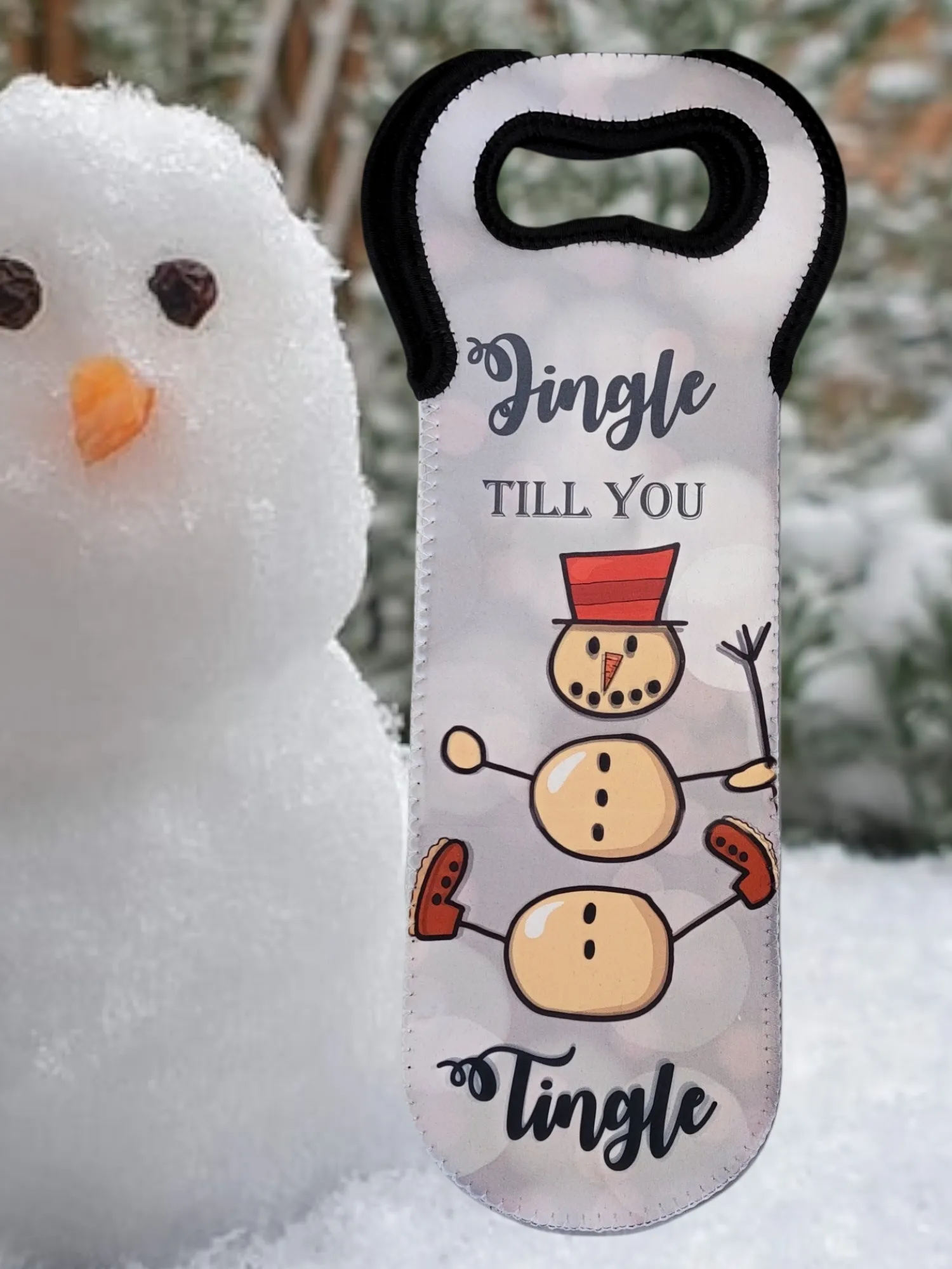 Winter Snowman Funny Wine Carrier Gift Bag