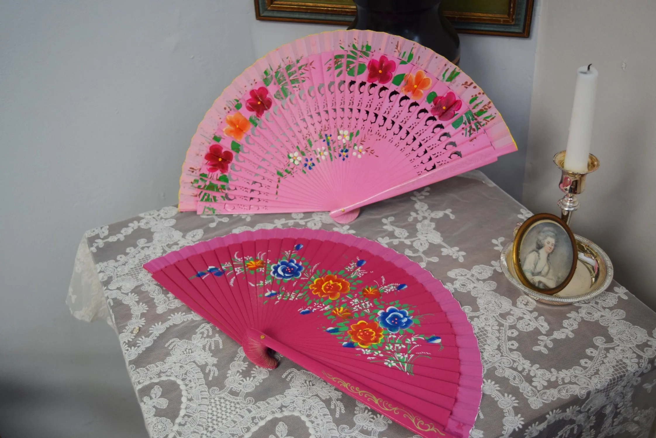 Wooden Hand Fan - Pink