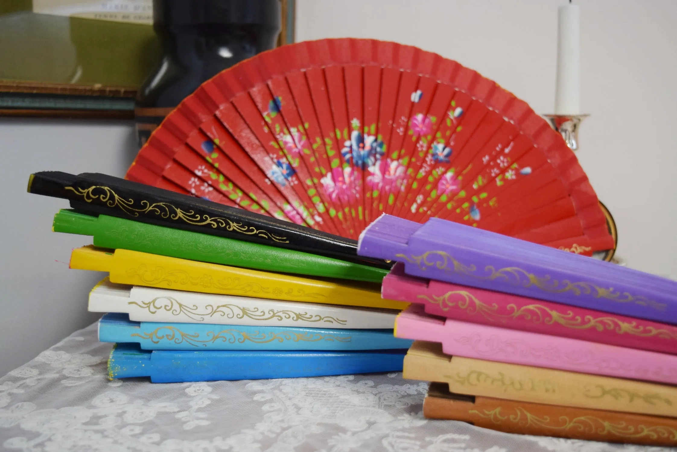 Wooden Hand Fan - Pink