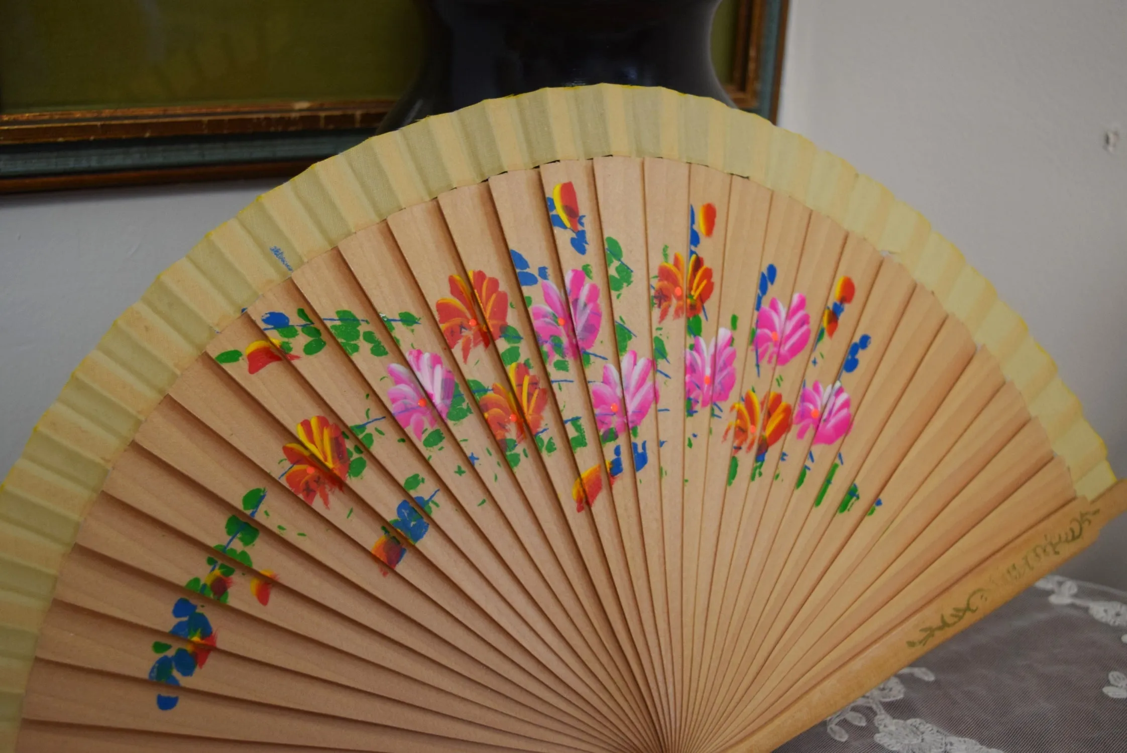 Wooden Hand Fan - Tan/Brown