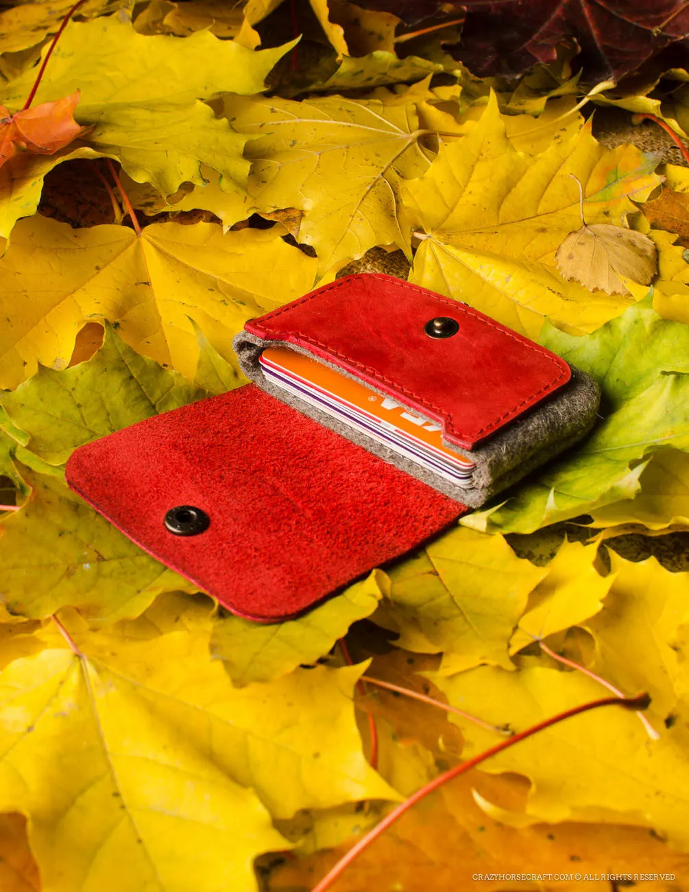 Wool Felt Cardholder & Coin Purse | Autumn Red