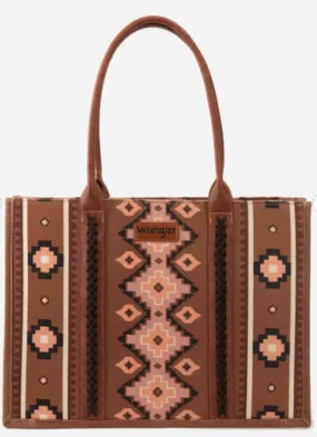 Wrangler Southwestern Print Wide Tote Bag Dark Brown