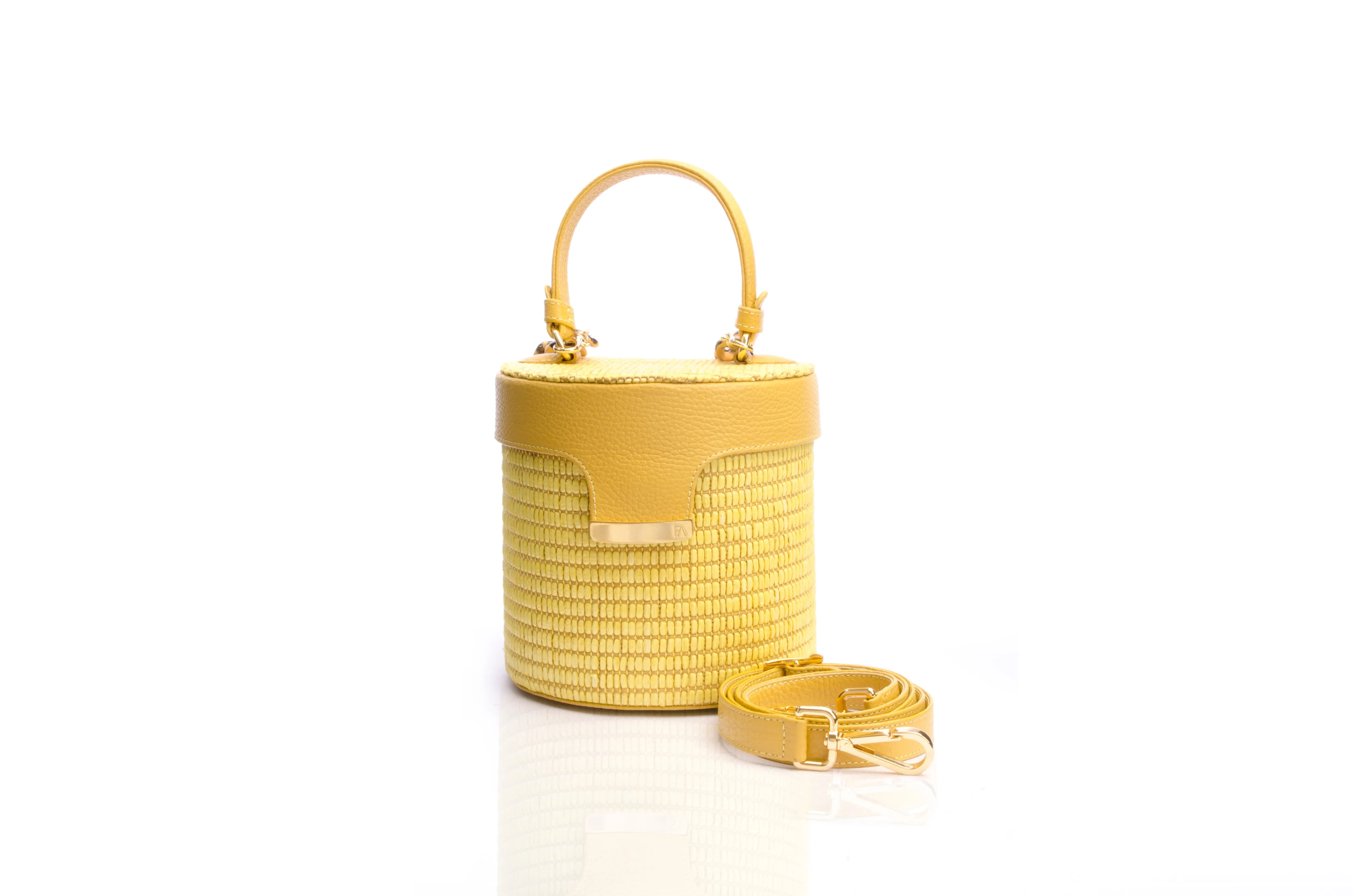 Yellow Raffia Elena Vanity Bag